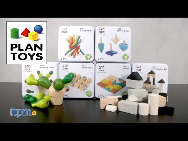 Memo Game, Pick-Up Sticks, Mosaic, Balancing Cactus, Construction Set & Spinning Tops from Plan Toys