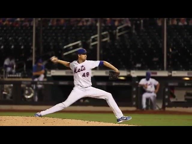 Jacob deGrom Slow Motion Pitching Mechanics (Third Base Side View)