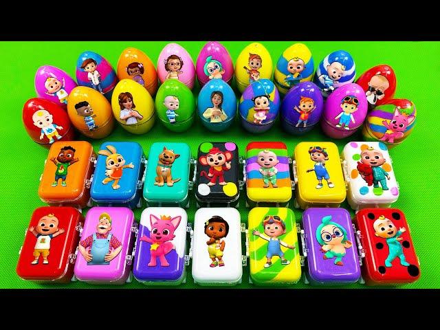 Rainbow Eggs CLAY - Looking Pinkfong Hogi in Suitcase SLIME Colorful Mix! Satisfying Videos ASMR