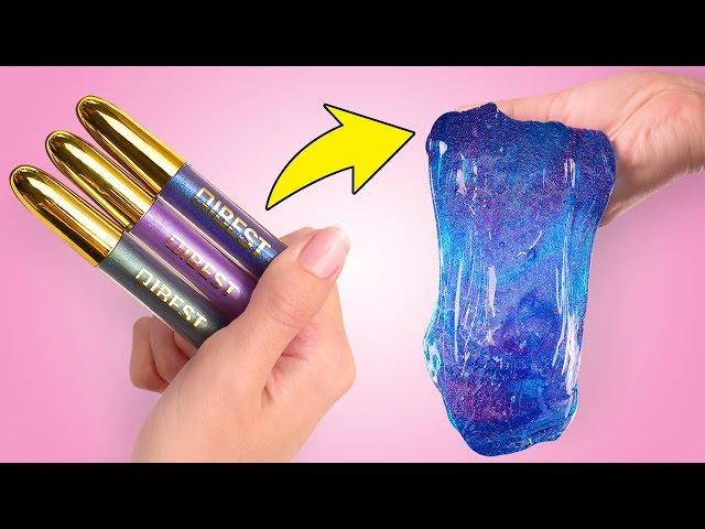 Aggiungi Make-Up e Glitter Nello Slime per Creare una Galassia! 