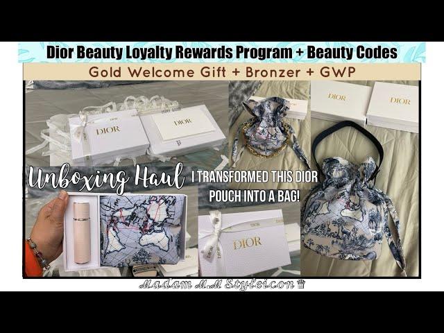 DIOR LOYALTY REWARDS GOLD WELCOME GIFT & BRONZER Unboxing+ CODES + DIOR POUCH TO BAG CONVERSION ℳ.ℳ