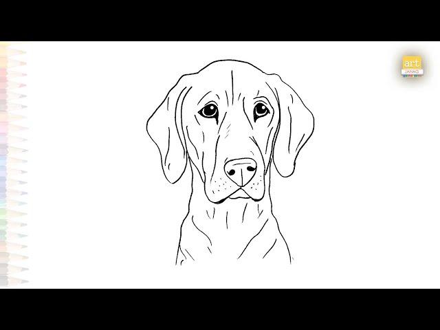 American Foxhound drawing easy | Dog drawing tutorial | How to draw American Foxhound head simply