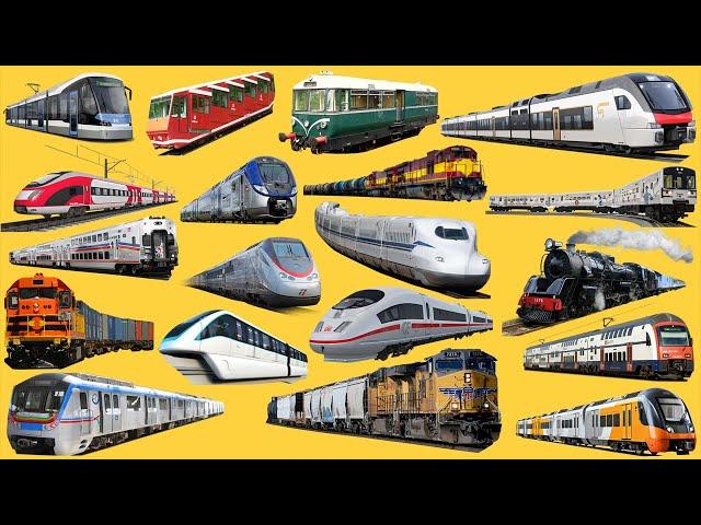 TRAIN and SUBWAY | Learn Railway Transport in English | Tram, Submarine, Train