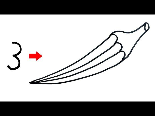 How to draw ladies finger from 3 | ladies finger drawing | Easy Drawing | drawing for kids