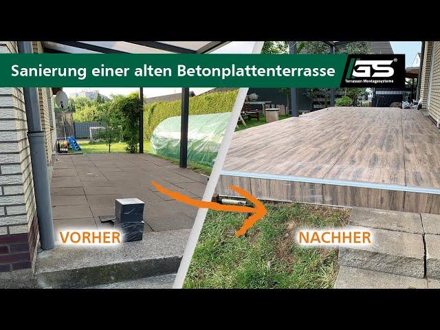 Sanierung einer alten Betonplattenterrasse: Keramikplatten mit Aluminium System verlegen