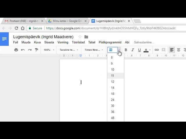 Lugemispäevik: loomine Google Drive'is