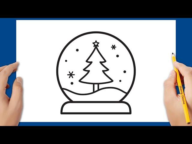 Comment dessiner un sapin de Noël boule à neige 