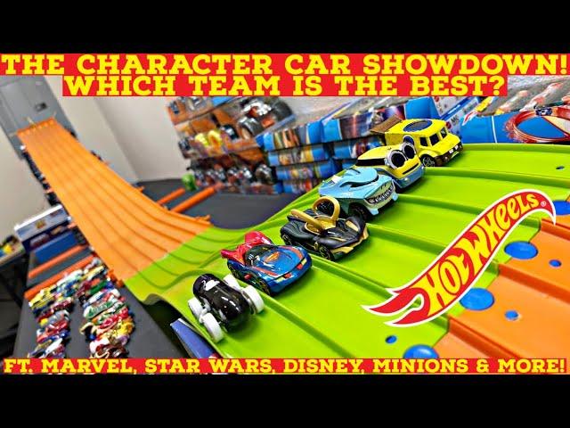 THE HOT WHEELS CHARACTER CAR SHOWDOWN! DIECAST RACING FT. MARVEL, STAR WARS, DISNEY, MINIONS & MORE!