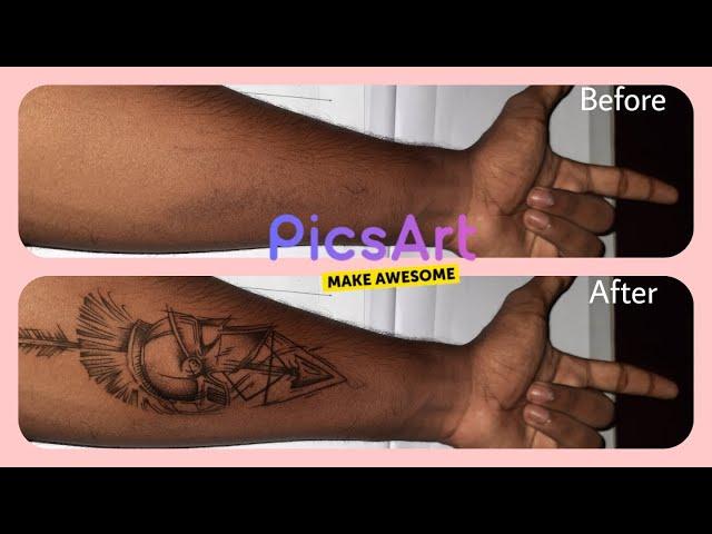 How to edit a tattoo on your body realistic?Using Picsart |Easy !