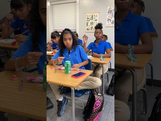 Girls get caught eating candy in class on first day of school #shorts