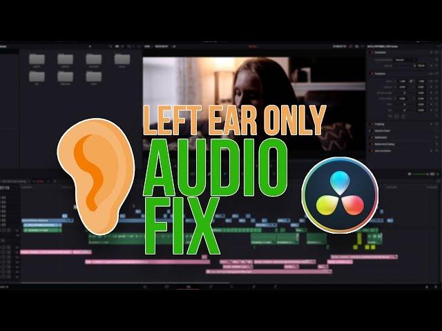 Left Ear Only Audio FIX in Davinci Resolve 16 | Mono to Stereo Tutorial