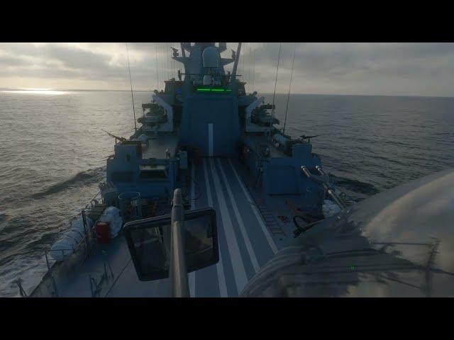 Patrolling the Black Sea water area by the crew of Ka-27 helicopter. (Project 22160 Dmitry Rogachev)
