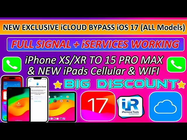 New Exclusive iRemove Tools A12+ iCloud Bypass with Sim iOS 17.6.1 iPad/iPhone XS/XR to 15 Pro Max