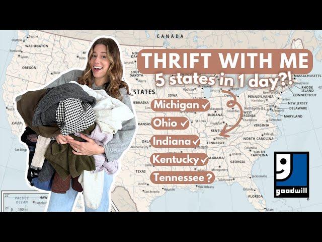 12+ Hour Thrifting ROAD TRIP | Thrift With Me | Thrift Haul Try On | Goodwill Thrift Haul