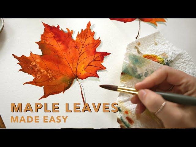 Paint a Maple Leaf | Quick Watercolor Painting by Sarah Cray of Let's Make Art