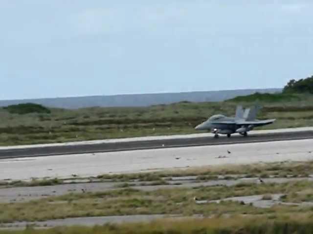 USMC FA 18 landing Midway Atoll NWR Henderson Field Aug 2 2012 J Klavitter USFWS