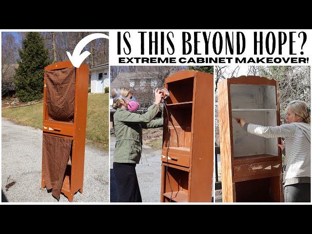 Furniture Makeover ~ Thrift Store Find ~ Cabinet Before and After ~ Extreme Cupboard Makeover