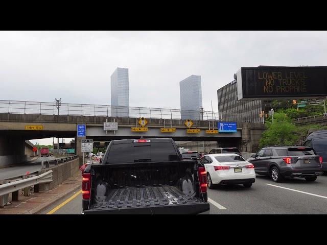 Driving from Fort Lee, New Jersey over George Washington Bridge to Battery Park New York City 4K