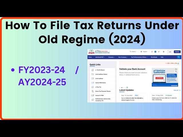How To File ITR-1 With Old Tax Regime | ITR-1 Filing | FY23-24 AY24-25 |Change To Old Tax Regime