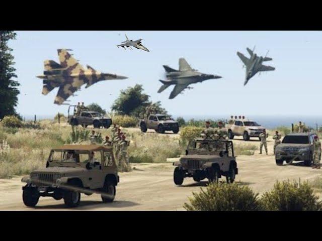 Israel Vs iran War | Palestine Fighter Jets And Soldiers Attack On Israel Military's Convoy Gta-5