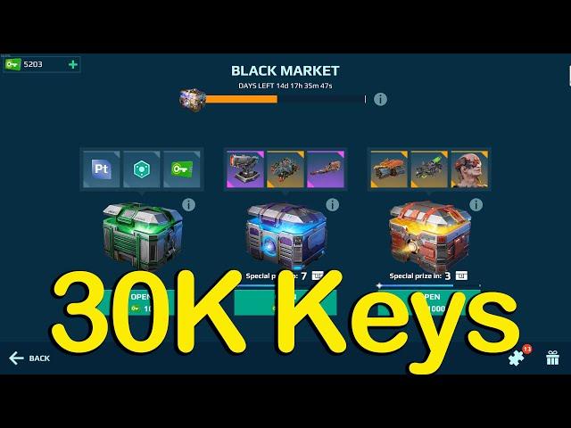 30K Keys black market super chest crate opening WR War Robots unboxing robot