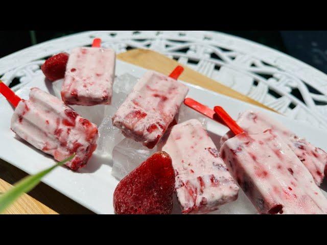 COMO HACER PALETAS DE FRESAS CON CREMA