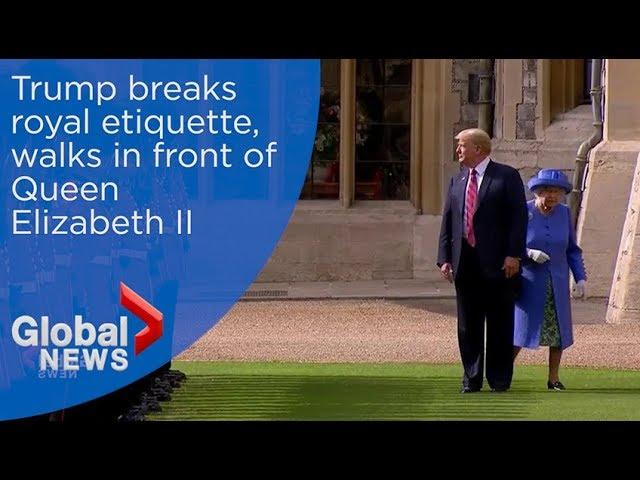 Trump breaks royal etiquette, walks in front of Queen