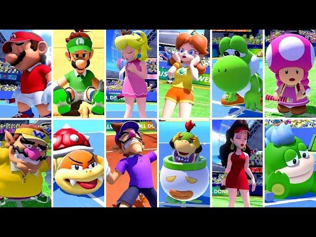 Mario Tennis Aces - All Characters Animations (Win, Loss & Special Shot)