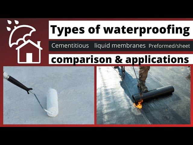 Waterproofing | Types of waterproofing | Methods of water proofing |  cementitious water proofing