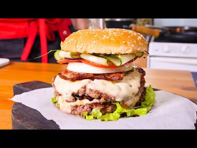 Homemade burger with american sauce. Do not watch on an empty stomach