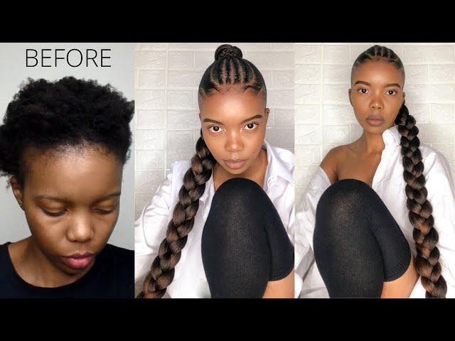 BRAIDED PONYTAIL ON SHORT 4C HAIR |NO HEAT | JUMBO BRAID