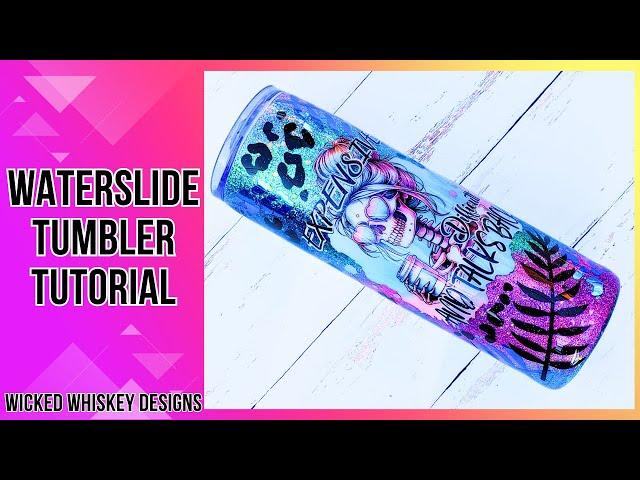 Waterslide Decal Glitter Tumbler Tutorial - Easy tumbler using glitter, epoxy, vinyl and waterslide