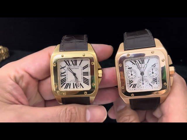 認清楚最大的兩隻尺寸！流行大表時候嘅DREAM WATCH 18K 卡地亞CARTIER SANTOS 100 XL VS SANTOS 100 XL CHRONOGRAPH