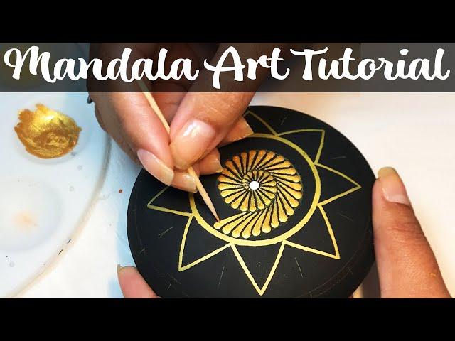 How To Paint a Spiral Sun Mandala Rock / Stone!  Dot Painting Art Tutorial #mandala 曼荼羅 マンダラ