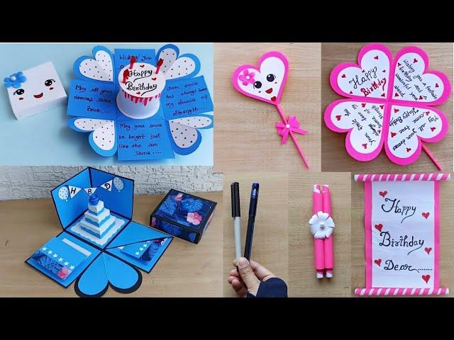 4 Handmade Birthday Cards in one video