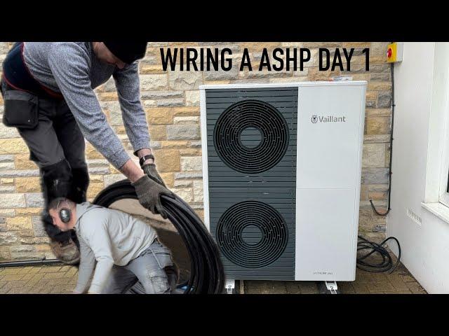 WIRING A VAILANT AIR SOURCE HEAT PUMP DAY 1 #electrician #airsourceheatpump