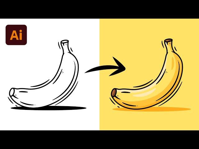 Adobe Illustrator Tutorial - Create a Banana Vector (HD)