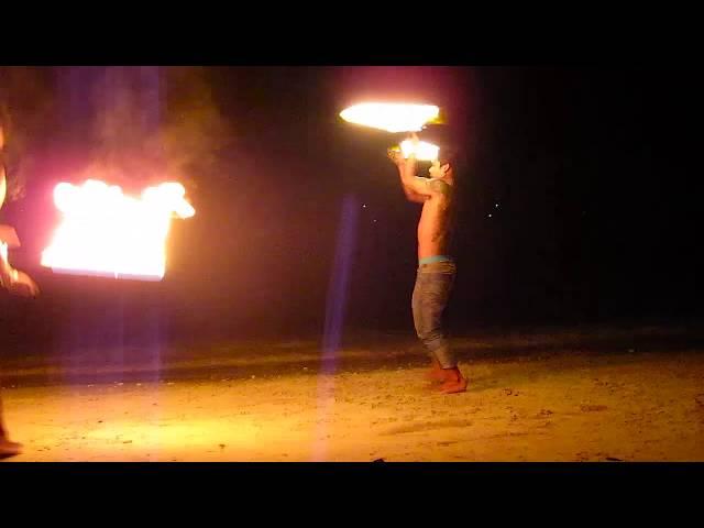 Thai staff fire show in Koh Tao, Thailand filmed in April 2010