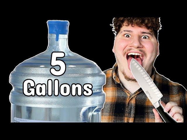 Drinking 5 Gallons Of Water With A Kitchen Knife (Day 10)