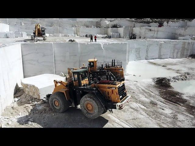 Huge Komatsu Wheel Loaders In Action On Birros Marble Quarries