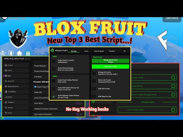 [Roblox] Blox Fruit Top 3 Best Script Available/ No Key & Showcase | Working On Delta, Fluxus & Vega