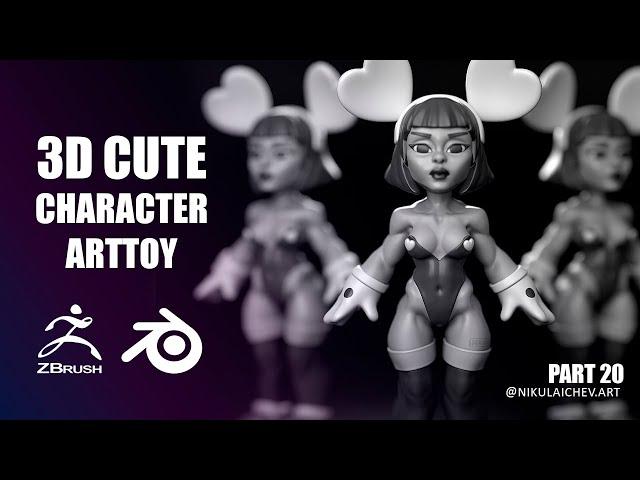 ArtToy Girl: Full Modelling Process in ZBrush and Blender / WIP 20