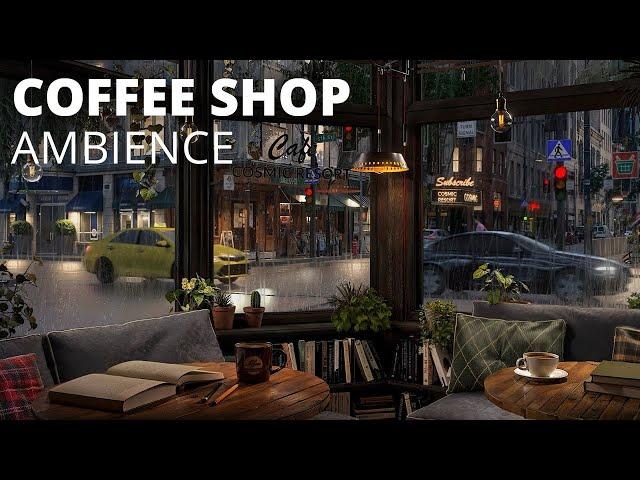 Cozy Coffee Shop Corner with Gentle Rain and Ambience Sounds / Immersive Ambience / for Studying