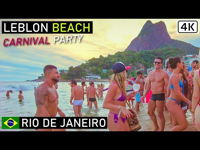 Rio de Janeiro Carnival  Leblon Beach Party | Walking on Leblon Beach | Brazil 【 4K UHD 】