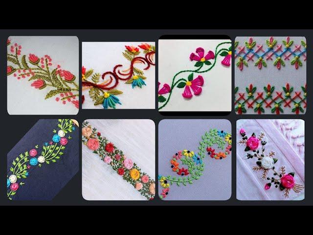 Floral border embroidery design /Hand embroidery stitches design