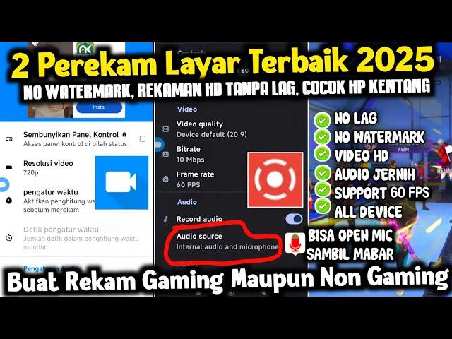 2 APLIKASI PEREKAM LAYAR HP TERBARU TERBAIK 2025‼️Bisa Record Internal, Eksternal & On Mic Di Game