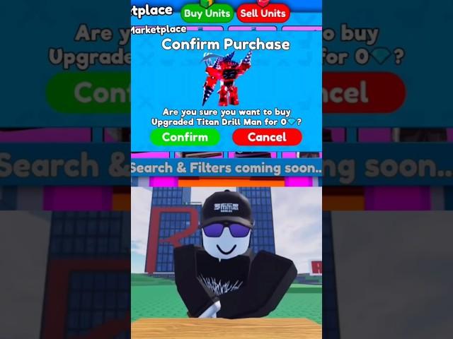 upgraded titan drill man for 0 gems in toilet tower defense #shorts #toilettowerdefense #roblox #ttd
