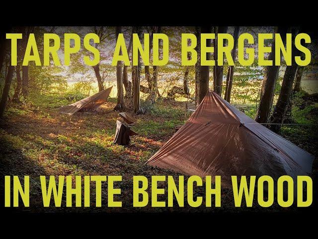 Tarps And Bergens In White Bench Wood