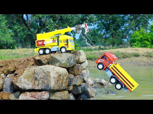 New Tata Truck Bullet Bike Accident Deep Mud Pulling Out Crane Truck Jcb 3dx ? Cartoon Video CS Toy