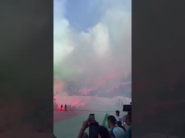 Raja Casablanca vs FAR Rabat. Ultras Raja performed a great pyro show in final of Throne Cup